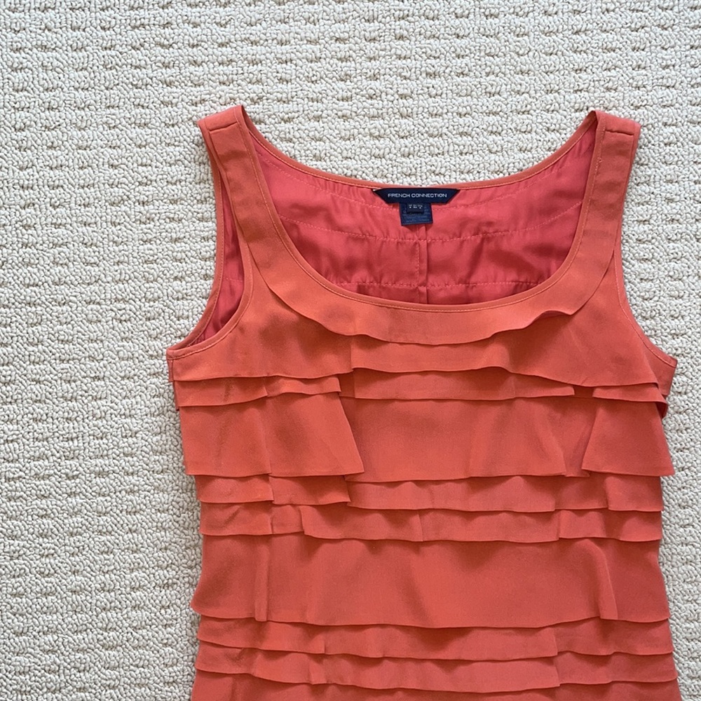 French Connection Silk Ruffle Dress - Picture 1 of 6